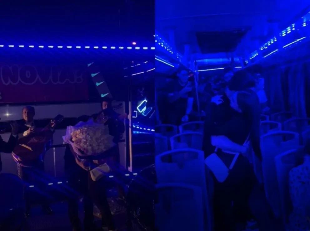 Luis decidió pedirle a Michelle que fuera su novia de una forma muy original: en un camión urbano de Culiacán. Fotos: TikTok @mmmsv._