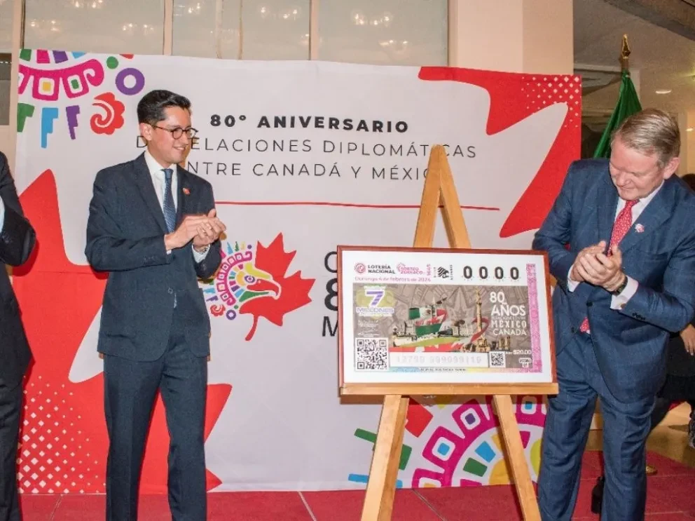 Resultados del Sorteo Zodiaco 1645, que tuvo un billete dedicado a los 80 años de relaciones entre México y Canadá. Foto: Lotería Nacional