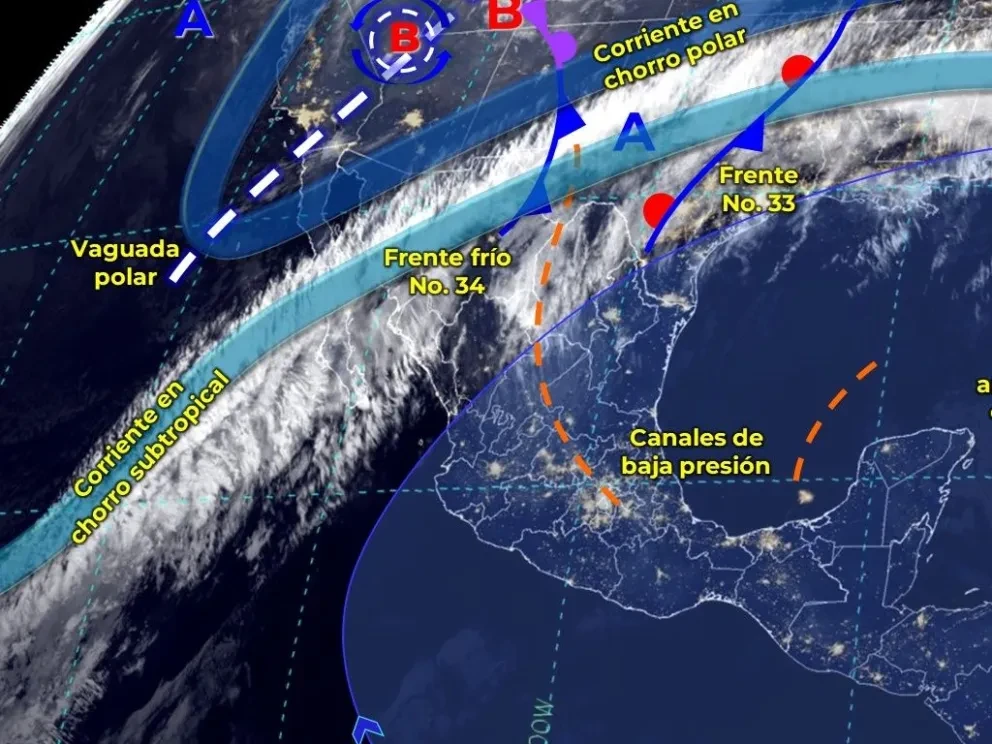 Pronóstico del clima en México hoy viernes 9 de febrero de 2024. Imagen: Conagua