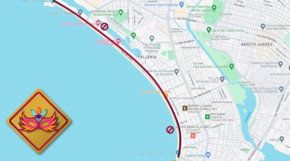 Cierre de Avenida del Mar por desfile de Carnaval será en punto de las 9:00 de mañana del domingo.