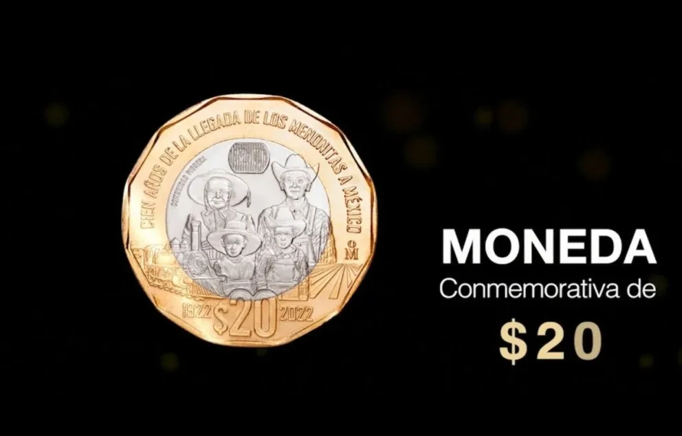 La moneda conmemorativa de 20 pesos sobre la llegada de los menonitas a México llega a cotizarse hasta en $1 millón de pesos en línea. Foto: Banxico