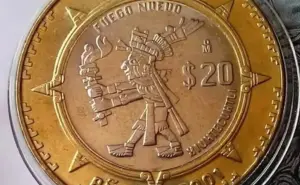 La moneda de 20 pesos Fuego Nuevo se vende en $25 mil pesos en Mercado Libre