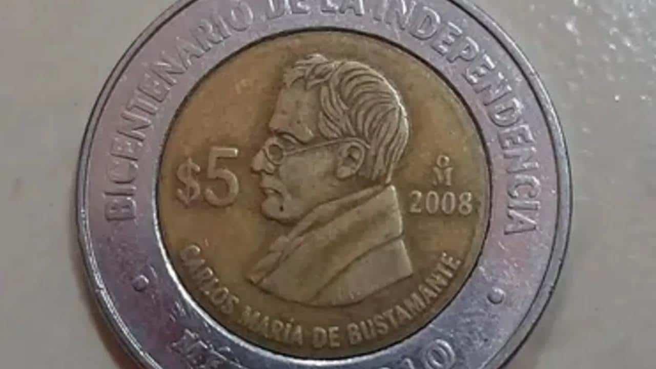 La moneda de Carlos María de Bustamante fue lanzada para celebrar el Bicentenario de la Independencia. Foto: Mercado Libre