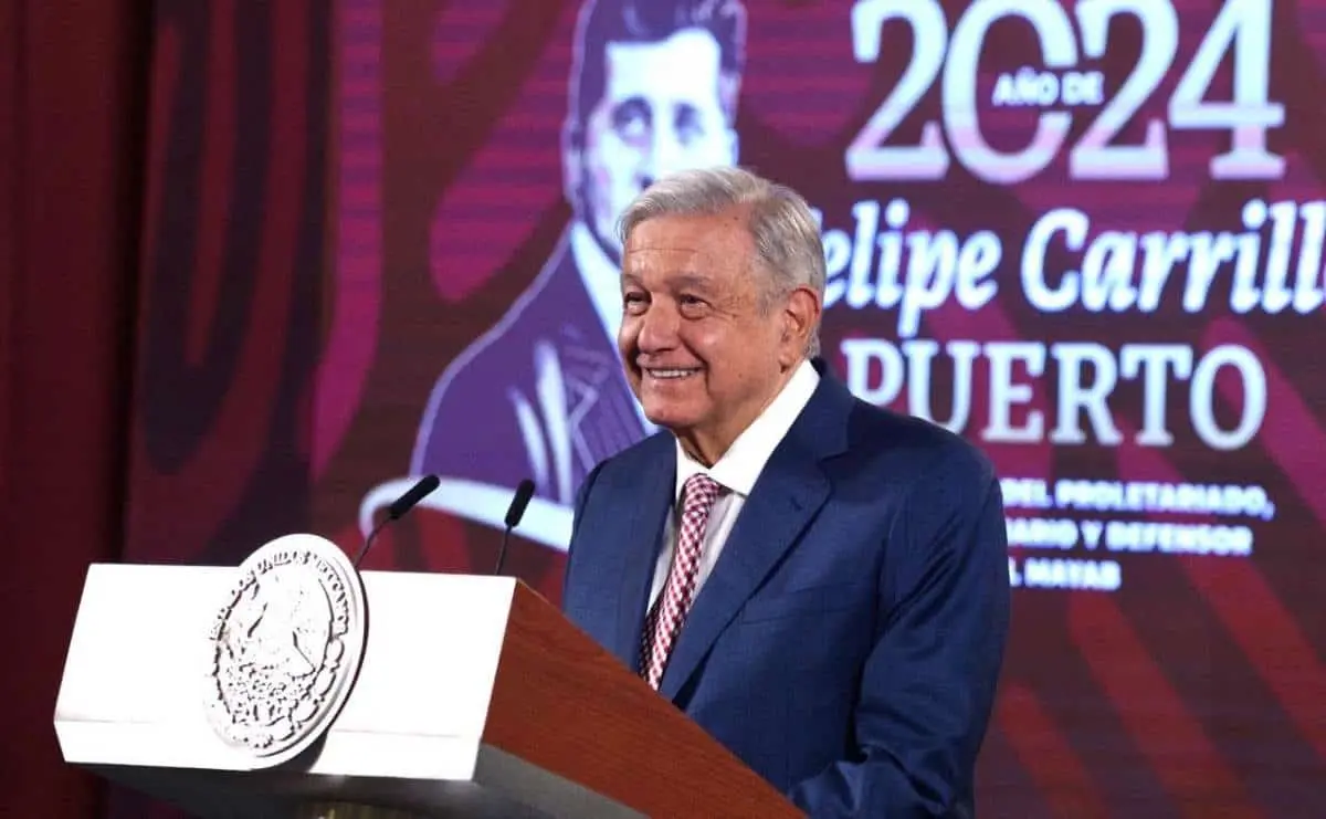 AMLO en La Mañanera desde Palacio Nacional en la CDMX. Foto: Presidencia