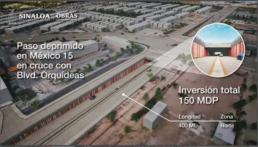 Paso deprimido en el cruce de la carretera México 15