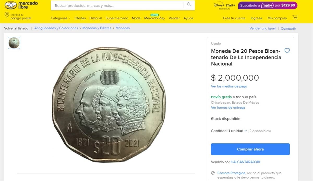 Moneda conmemorativa de la Independencia se vende en $2 millones de pesos 