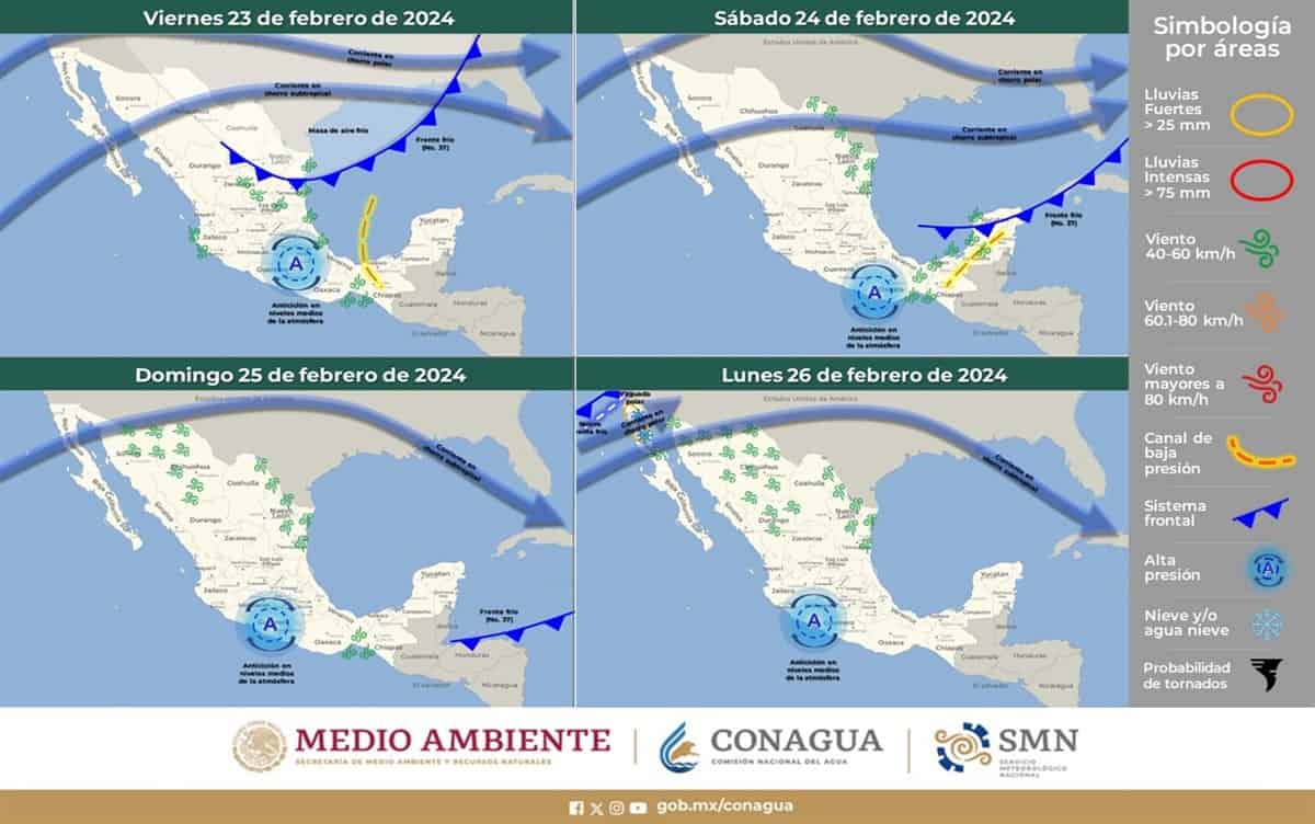 Pronóstico del clima en México hoy viernes 23 de febrero de 2024