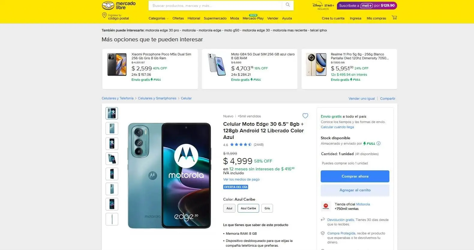 Con precio de remate está el smartphone Motorola Moto Edge 30 en Mercado Libre