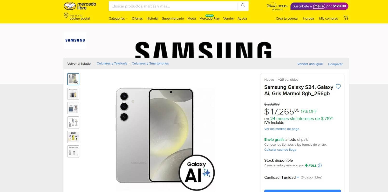 Smartphobe Samsung Galaxy S24 con rebaja en Mercado Libre