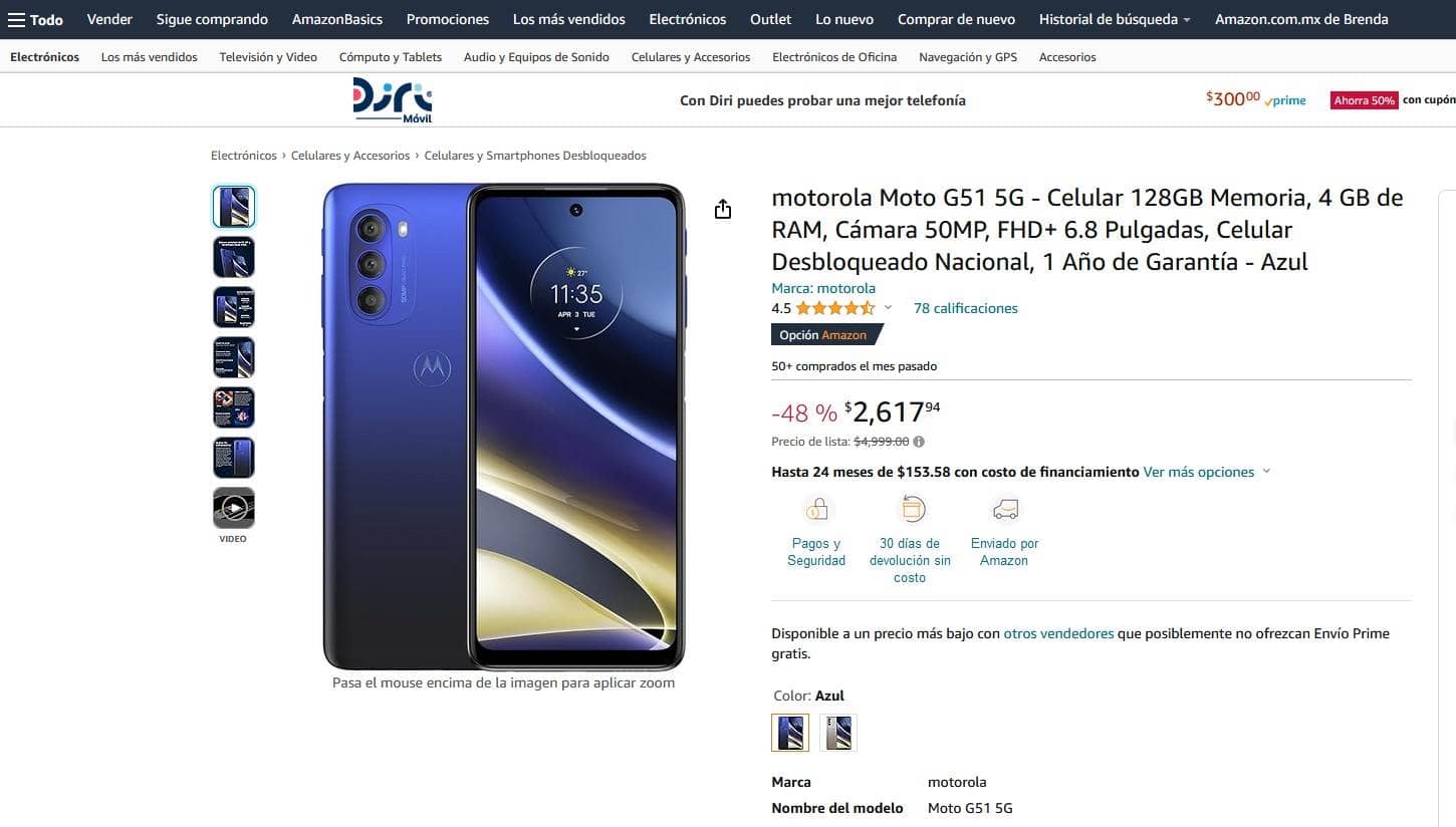 Motorola Moto G51 con descuento en Amazon México