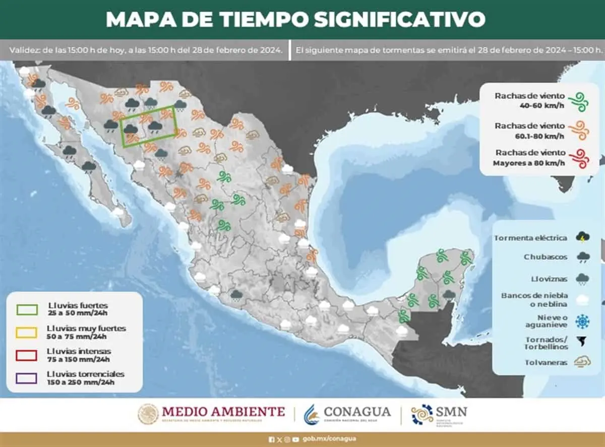 Frente frío 38 llegará al norte de México este miércoles 28 de febrero de 2024