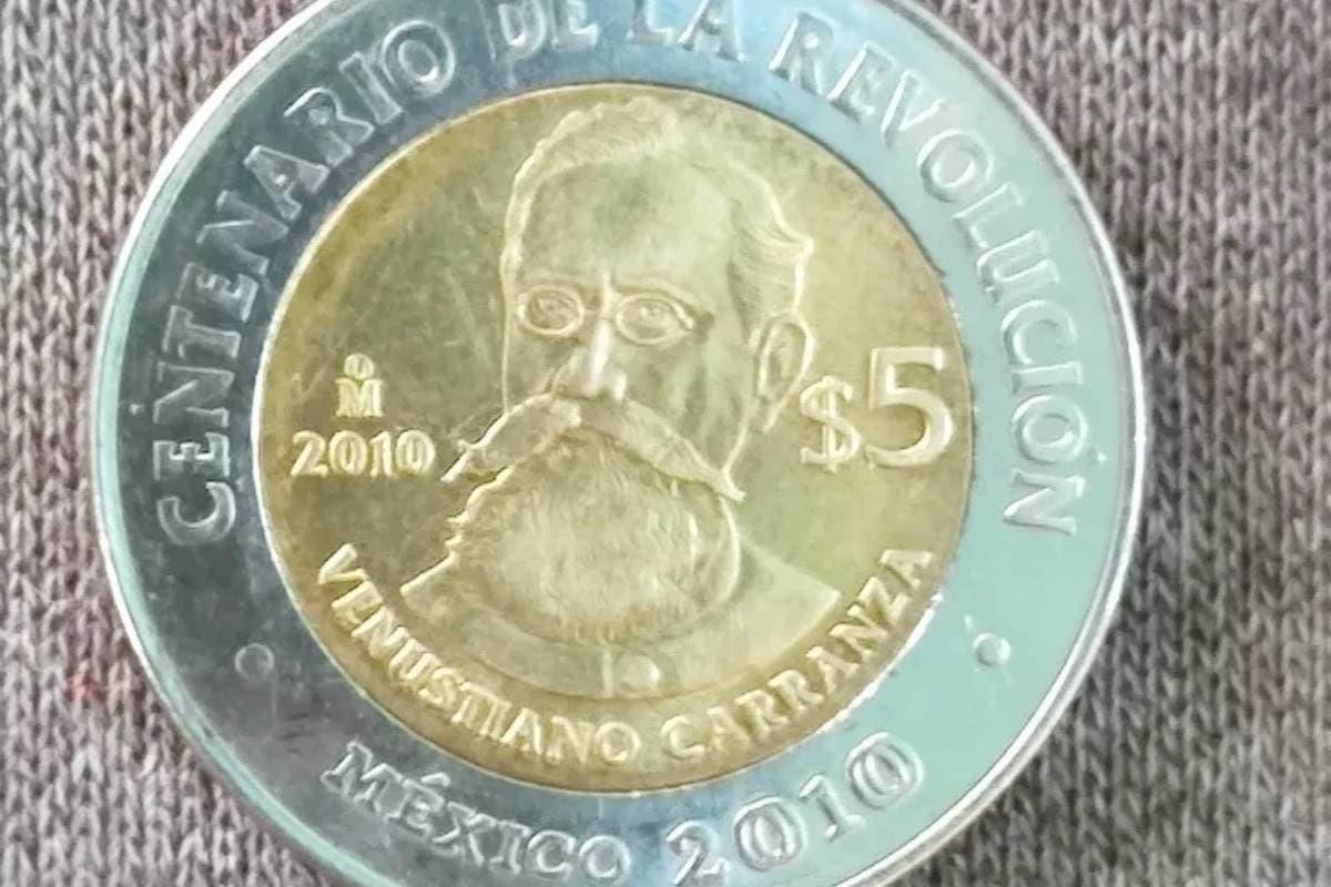 La moneda de 5 pesos de Venustiano Carranza puede llegar a ser muy cotizada entre coleccionistas. Foto: Mercado Libre
