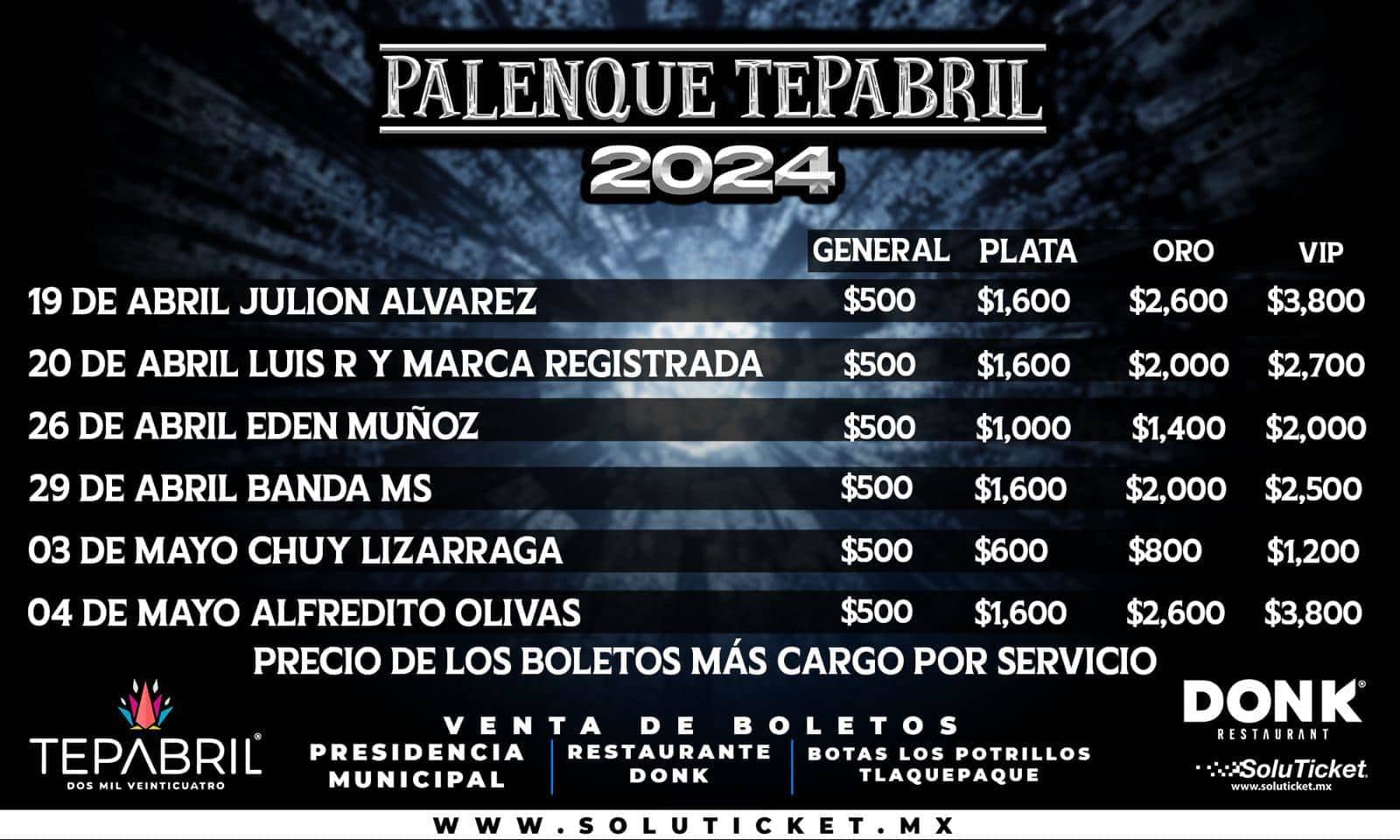 Precios de los boletos para el Palenque de Tepabril 2024