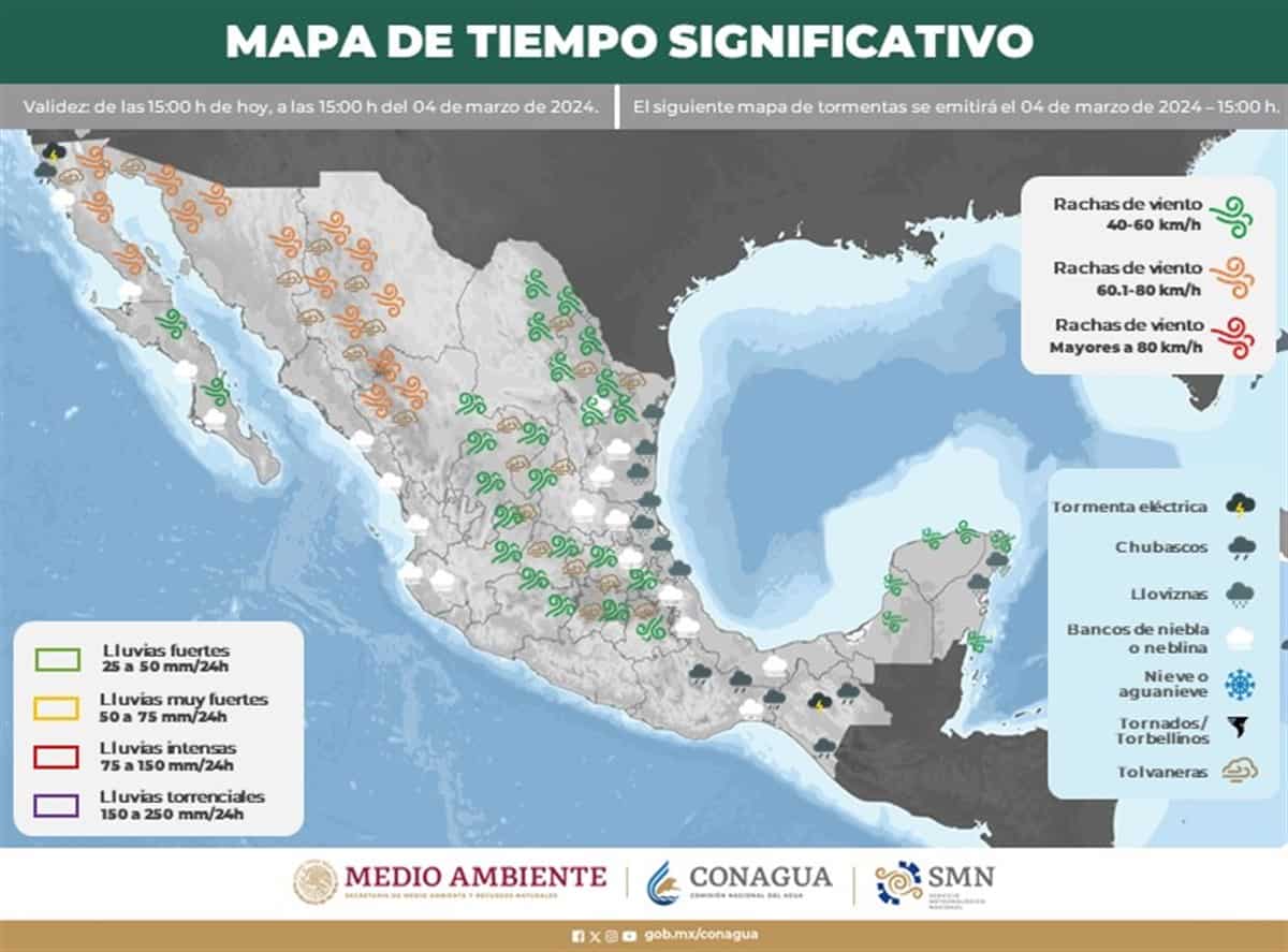 Pronóstico del clima en México hoy lunes 4 de marzo