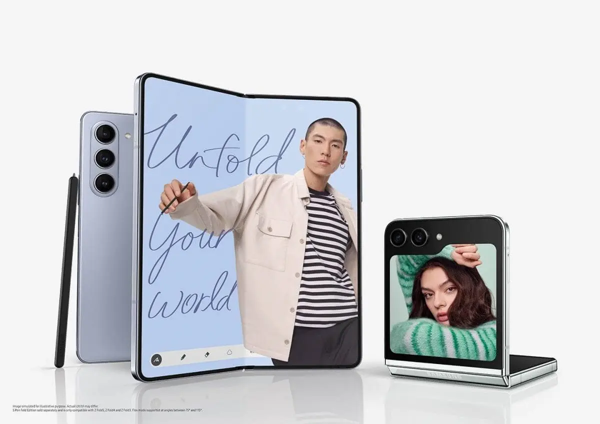 El Galaxy Z Fold5 cuenta con dos pantallas AMOLED y un diseño plegable. Foto: Samsung