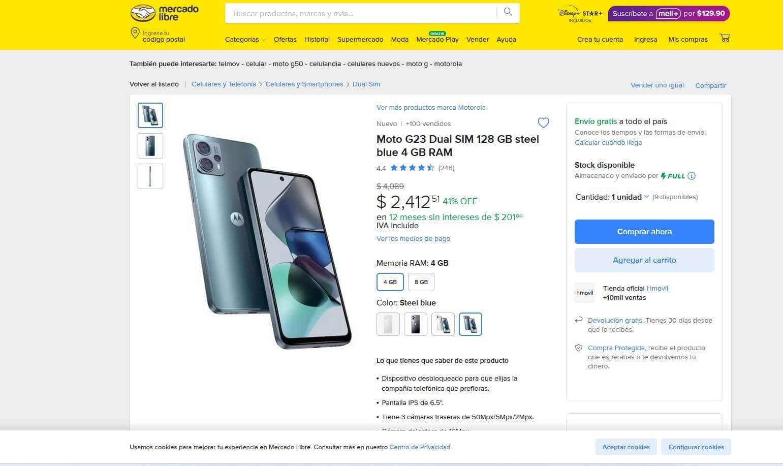 Smartphone  Motorola Moto G23 a precio económico en Mercado Libre