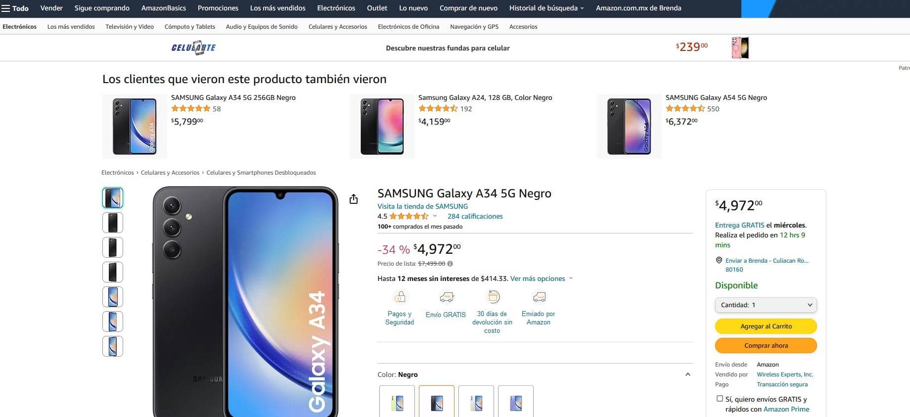 Smartphone Samsung Galaxy A34 con rebaja en Amazon