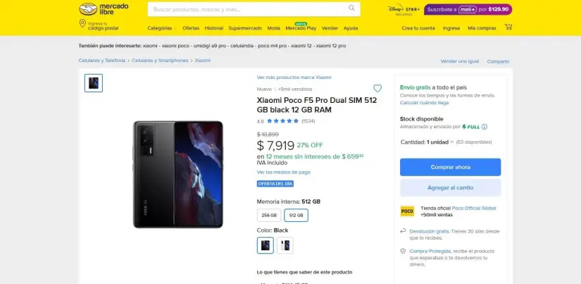 Xiaomi Poco F5 Pro en descuento en Mercado Libre