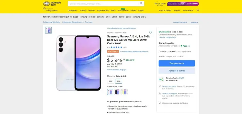 Características y precio del smartphone Samsung Galaxy A15