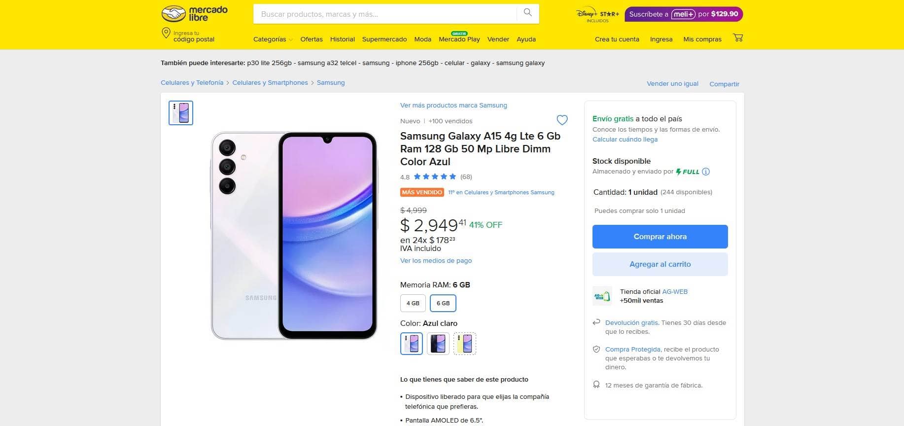 Características y precio del smartphone Samsung Galaxy A15