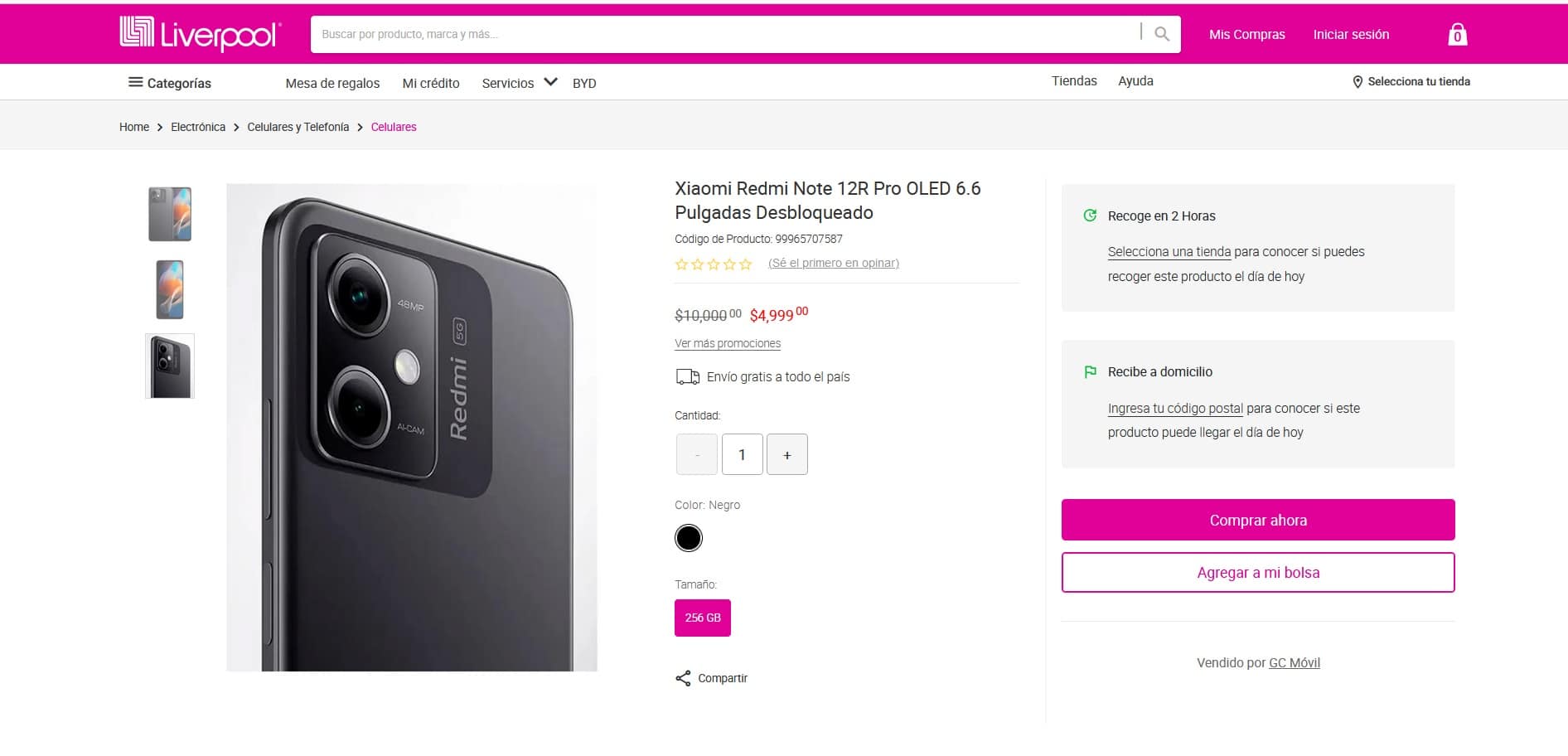 Smartphone Xiaomi Note 12r Pro características y su precio