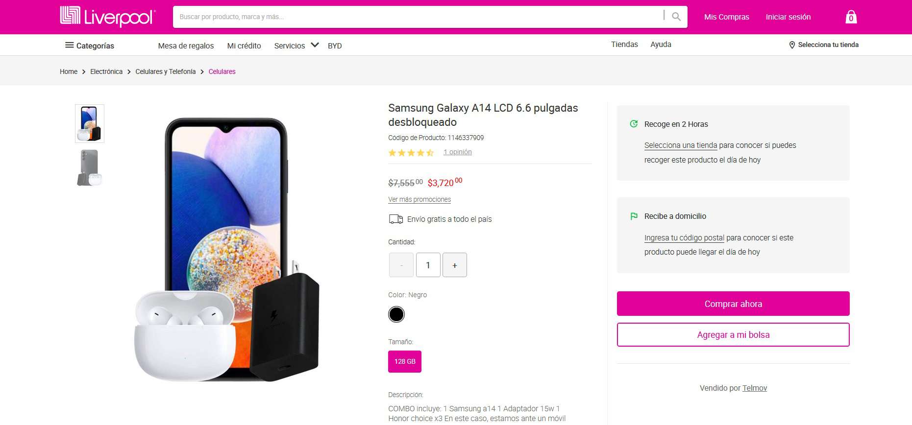 Smartphone Samsung Galaxy A14 en rebaja