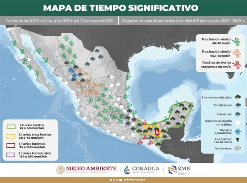 Clima en México hoy 11 de marzo de 2024