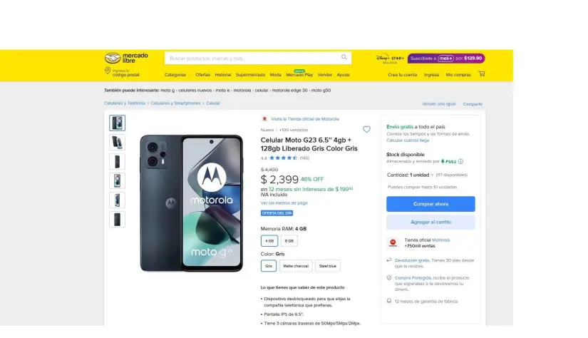 Smartphone Motorola Moto G23 en rebaja