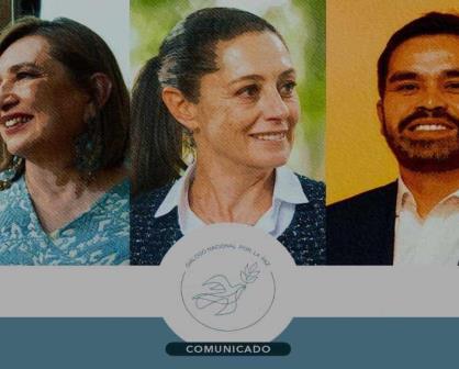 Claudia, Xóchitl y Máynez firman ante el CEM Compromiso por la Paz
