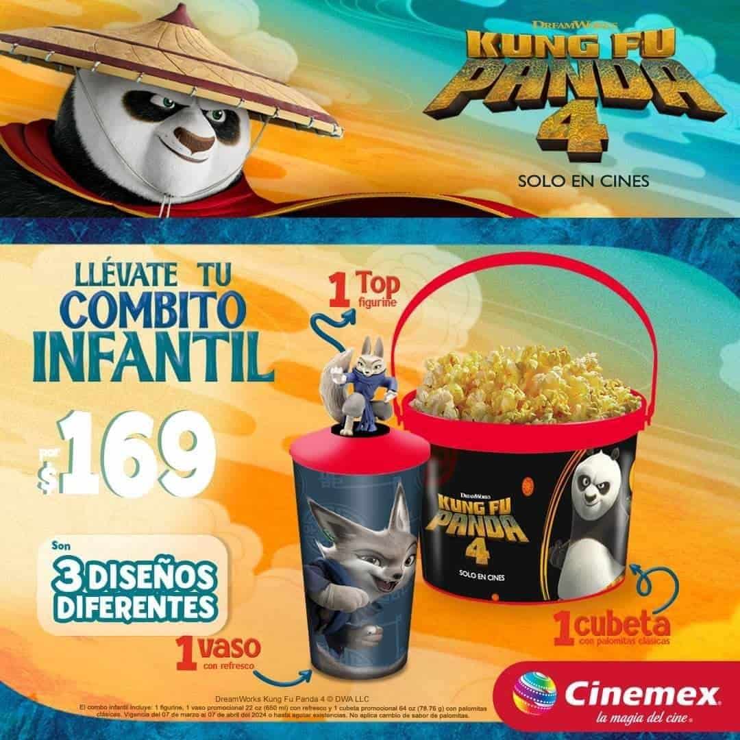  vaso y palomera Kung fu panda en Cinemex