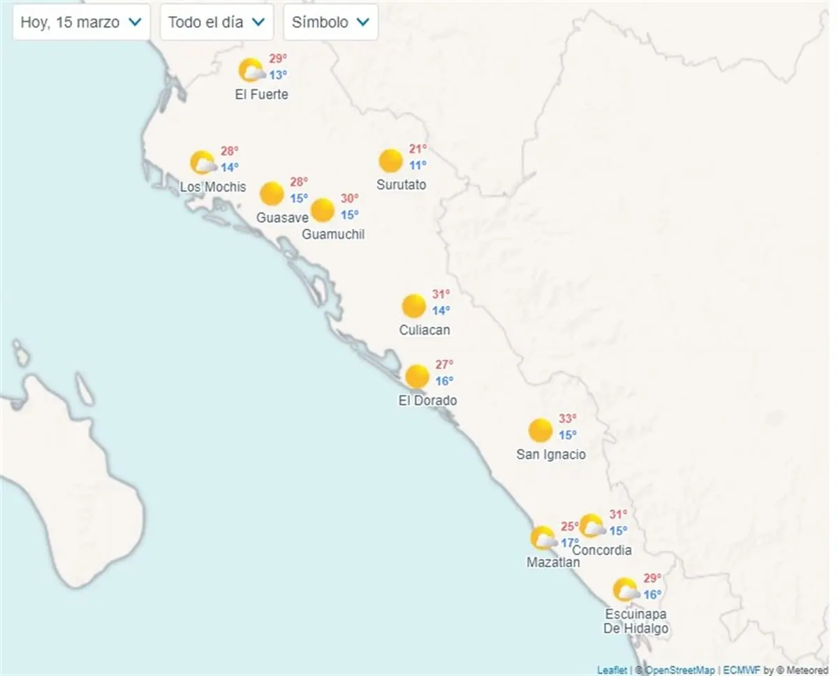 Clima en Sinaloa hoy viernes 15 de marzo de 2024