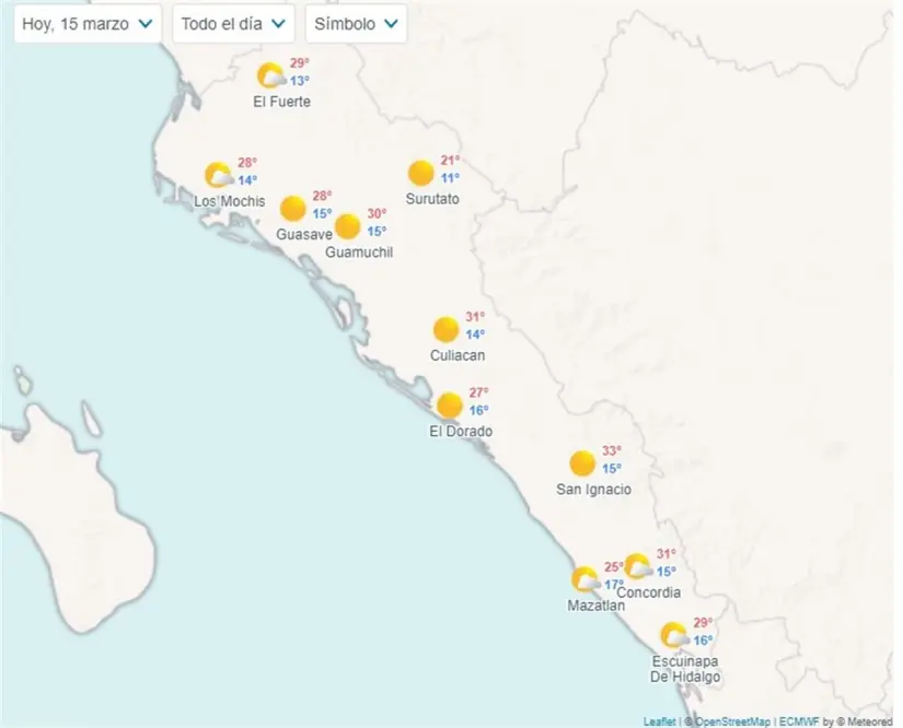 Clima en Sinaloa hoy viernes 15 de marzo de 2024