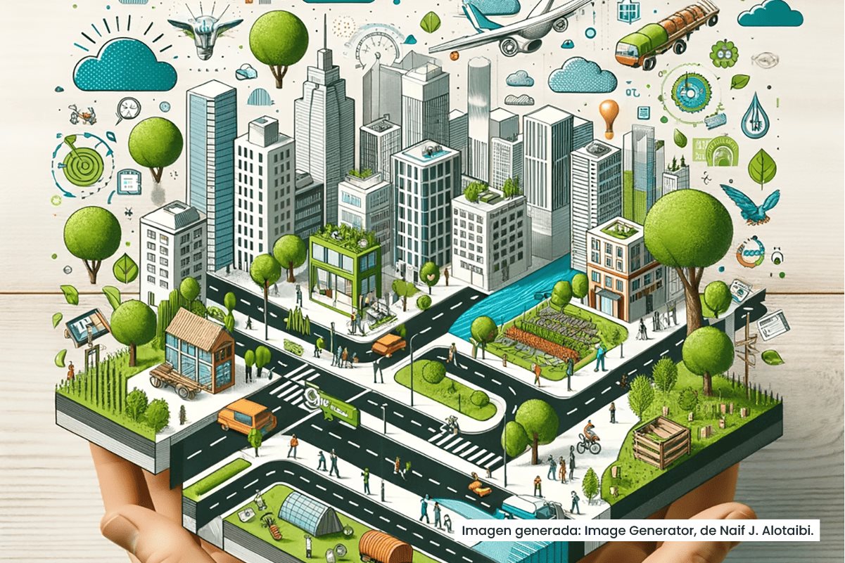 Representación de una ciudad del futuro. Image Generator