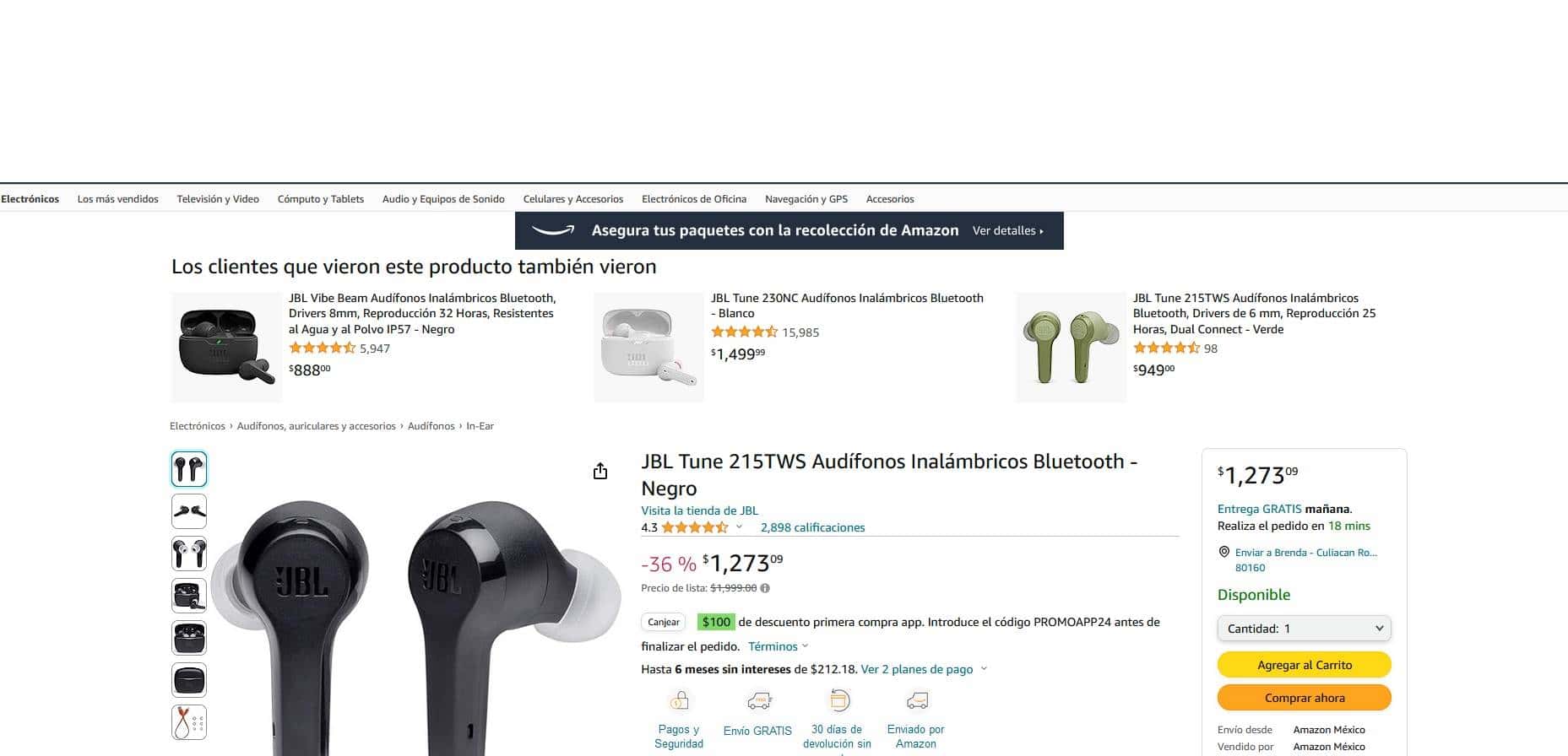 Cuánto cuestan los auriculares JBL Tune 215 TWS en Amazon
