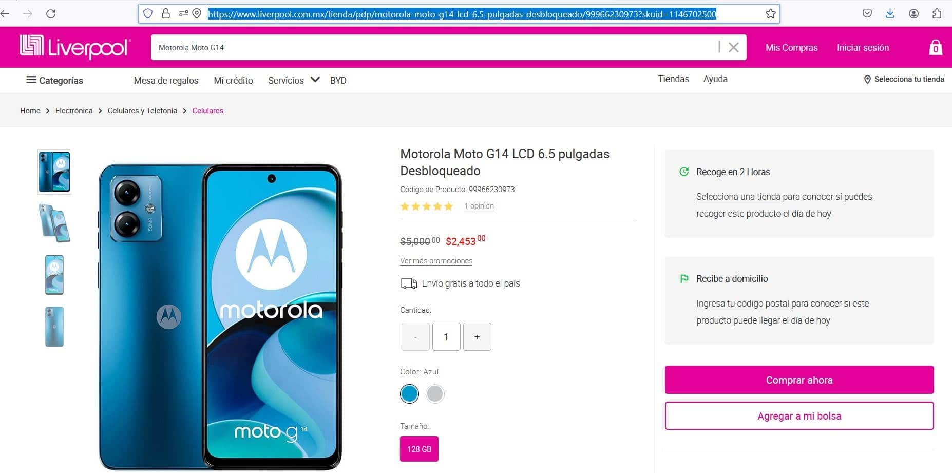smartphone Motorola Moto G14