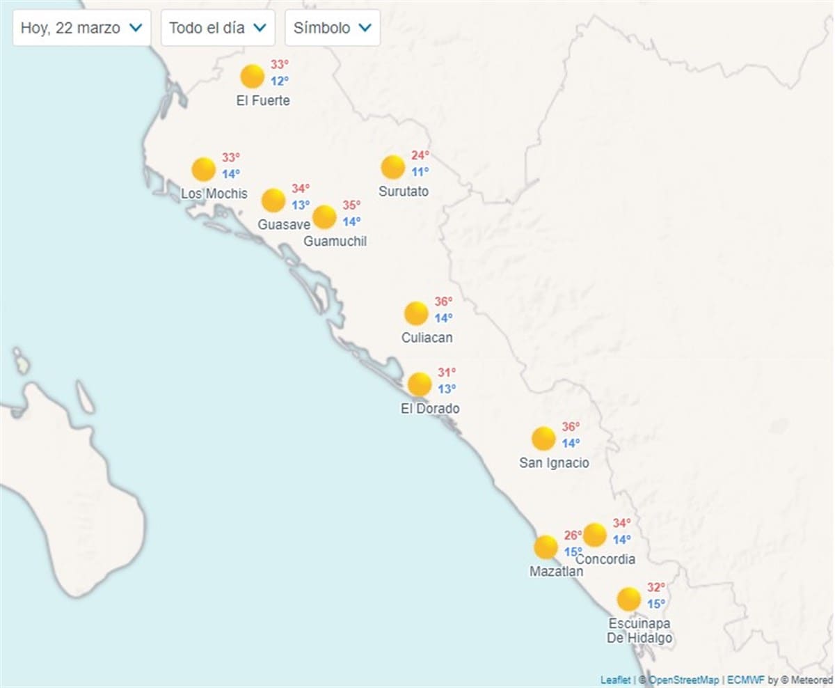 Pronóstico del clima en Sinaloa hoy viernes 22 de marzo de 2024