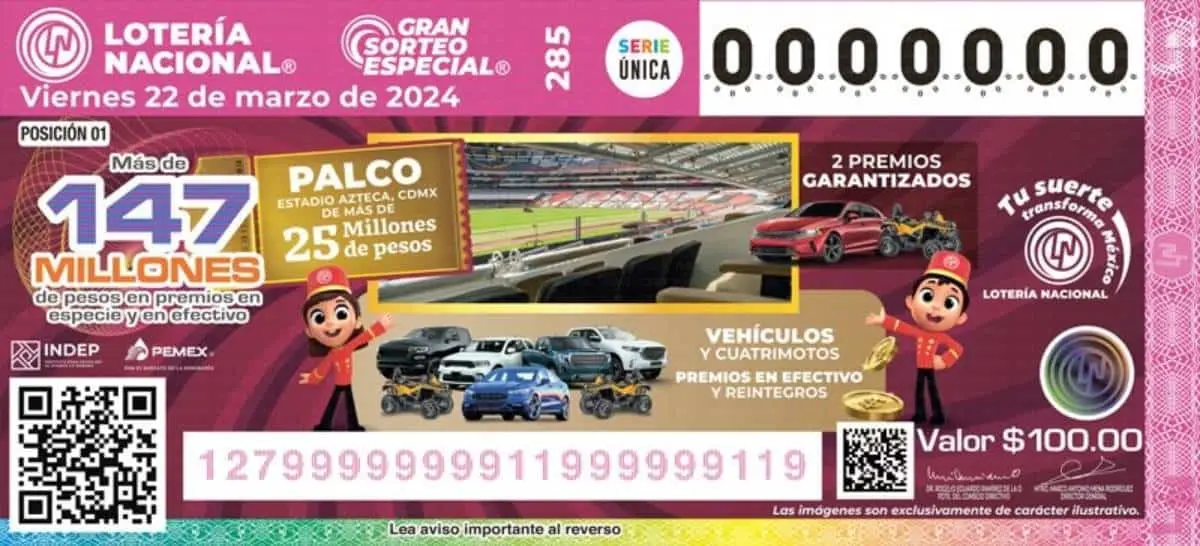 El Gran Sorteo Especial 285 repartió más de $147 millones de pesos en miles de premios. Imagen: Lotería Nacional