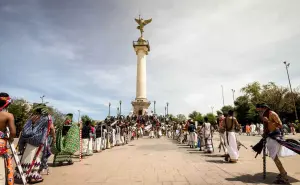 Actividades de la Semana Santa Rarámuri en la Plaza del Ángel, en Chihuahua