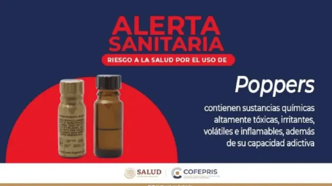 La dependencia alertó sobre los daños a la salud provocados por el consumo de poppers. Foto: Cofepris