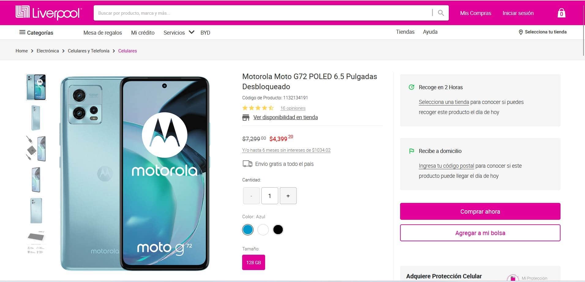  Motorola Moto G72 con descuento