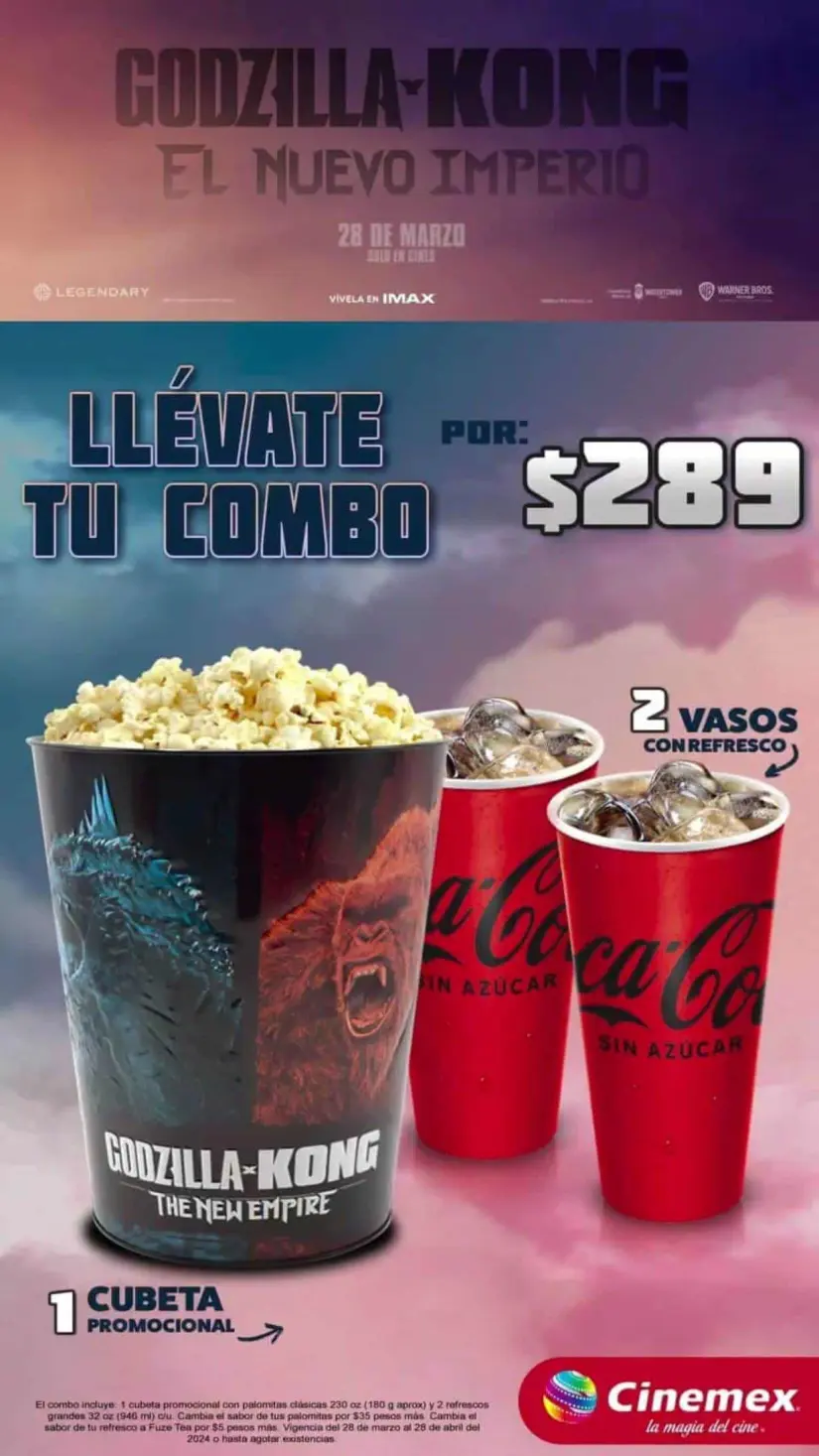 Precio de la palomera de Godzilla en Cinemex y su fecha de venta en México