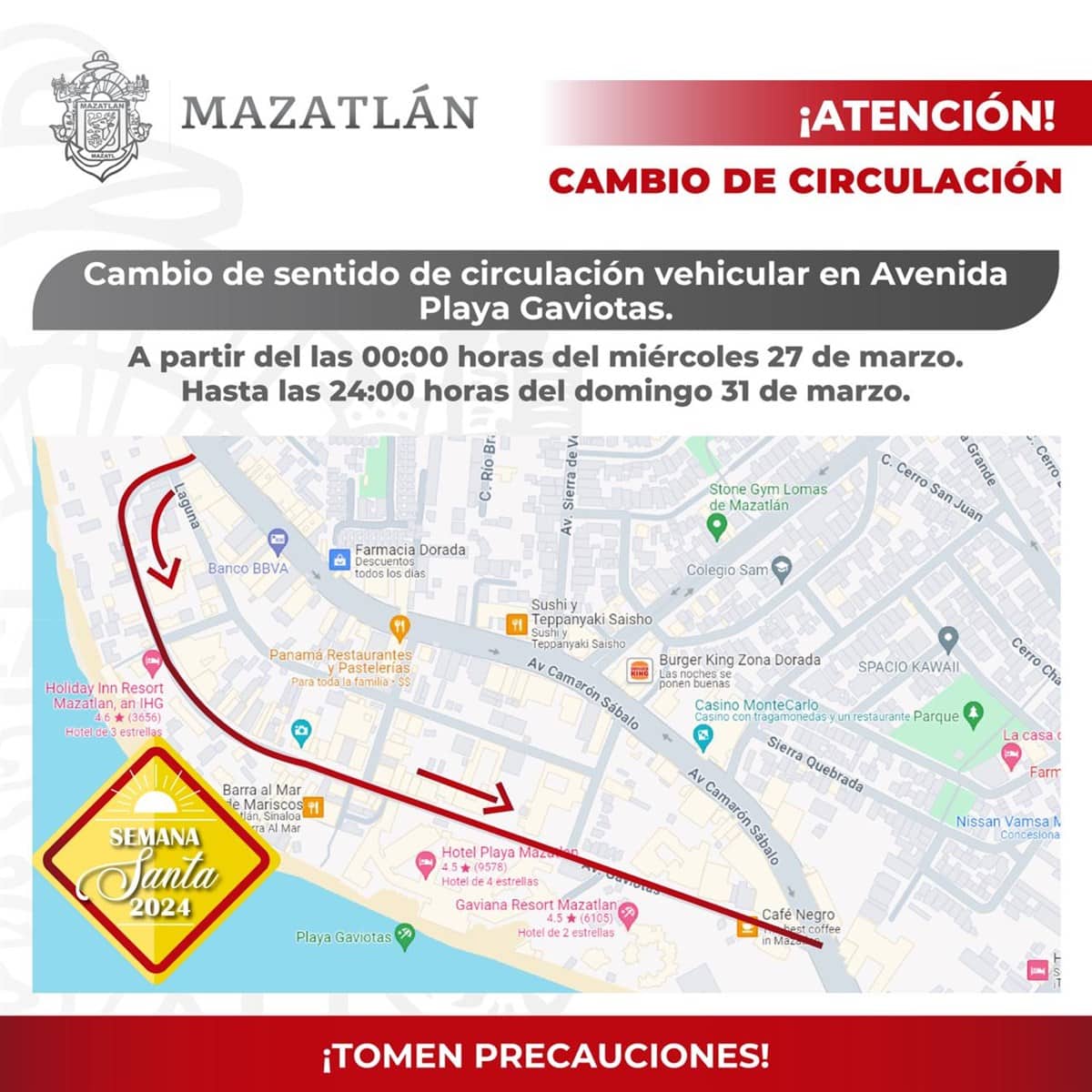 Vialidades cerradas mazatlán