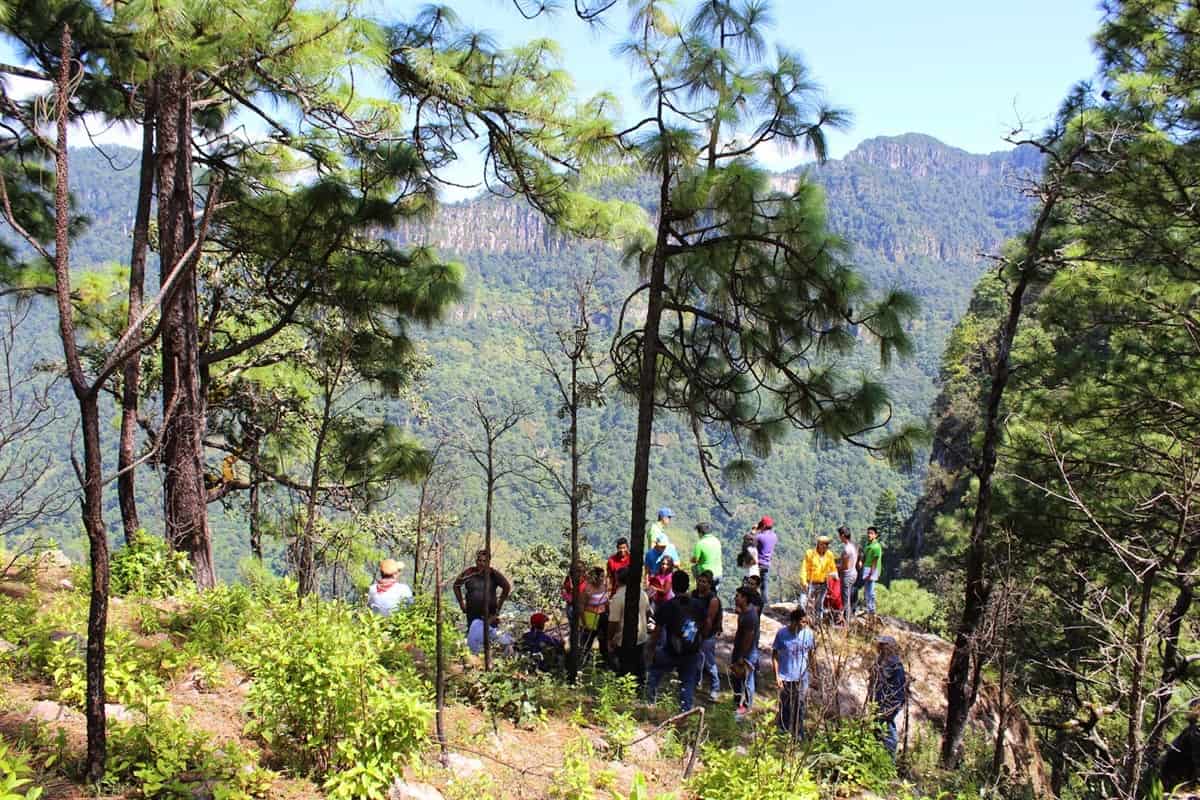 Estudiantes en la reserva de la Chara Pinta, ejido forestal El Palmito, Concordia, Sinaloa