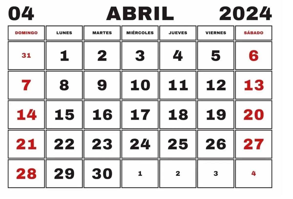 Efemérides del mes de abril.