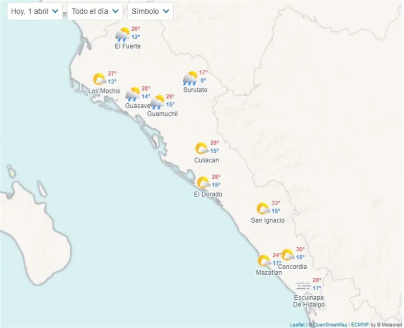 Clima en Sinaloa hoy 1 de abril de 2024