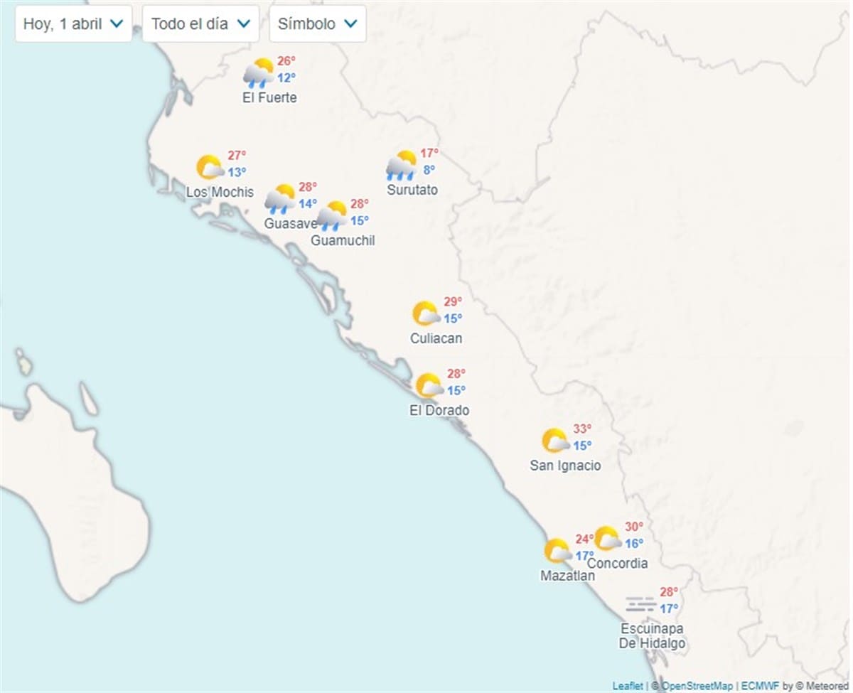 Clima en Sinaloa hoy 1 de abril de 2024