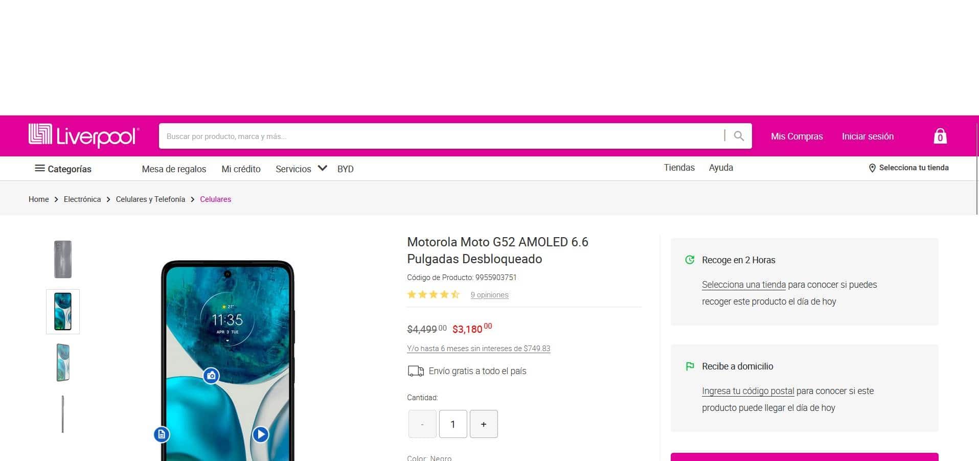 Smartphone Motorola Moto G52 características
