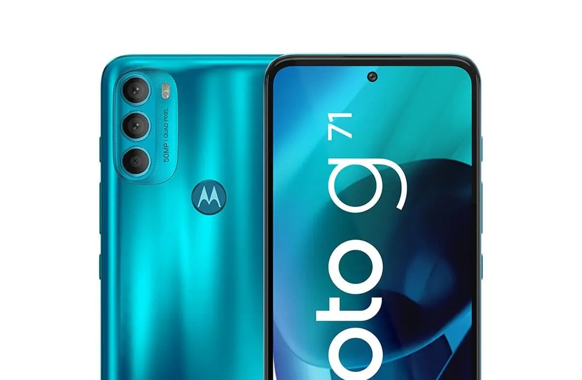 Smartphone Motorola Moto G71 con altavoces estéreo y cámara de 50 megapíxeles. Foto: Cortesía