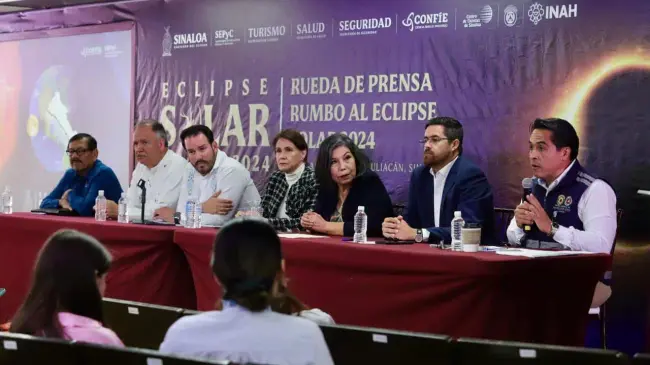 Autoridades dan a conocer el operativo de seguridad por eclipse solar en Sinaloa.