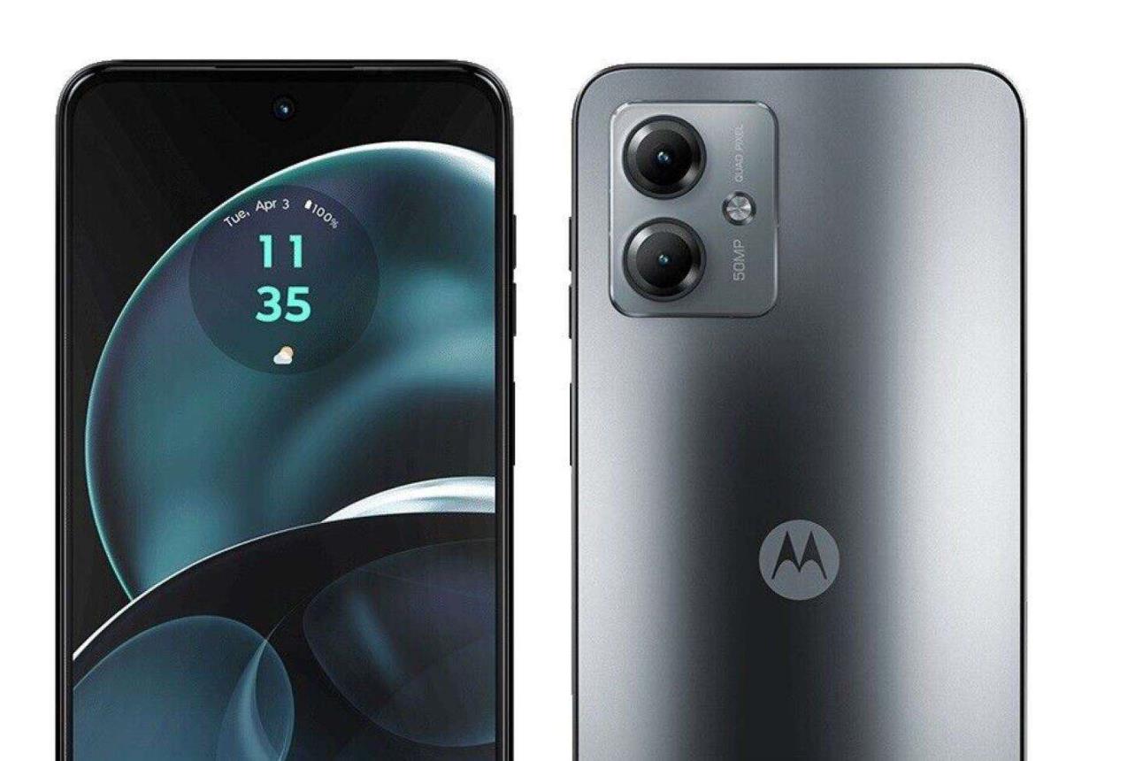 El smartphone Motorola Moto G14 tiene un diseño elegante y trae altavoces estéreo. Foto: Cortesía